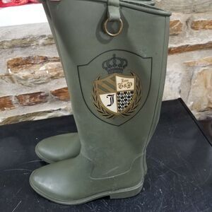 Juicy Couture l Army Green Logo Wellies Rain Boots size 6